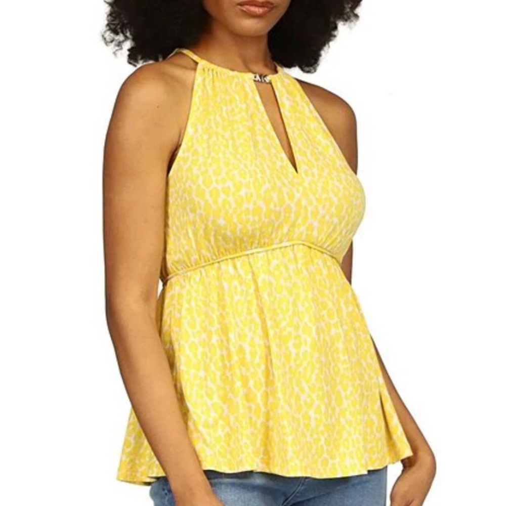 Michael Kors Printed Keyhole Halter Neckline Sleeveless Top (Size: L) EUC - Picture 2 of 13